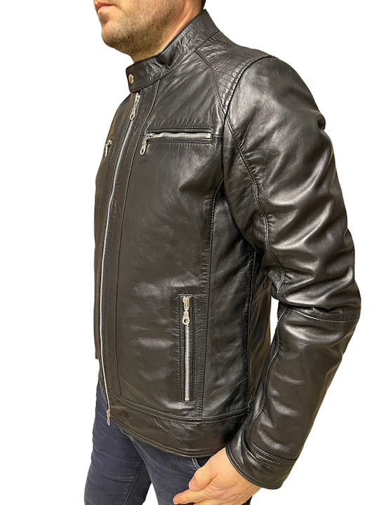 4452 Δερμάτινο Μπουφάν Biker Μαύρο