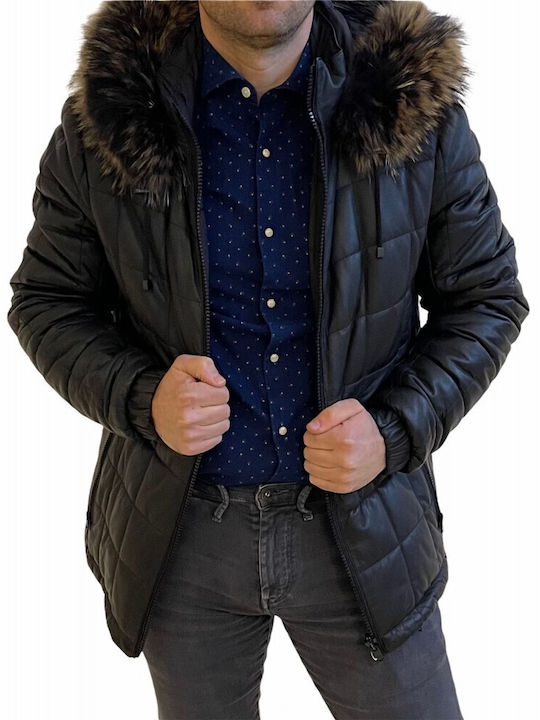 MARKOS LEATHER Herren Winter Jacke Leder Schwarz