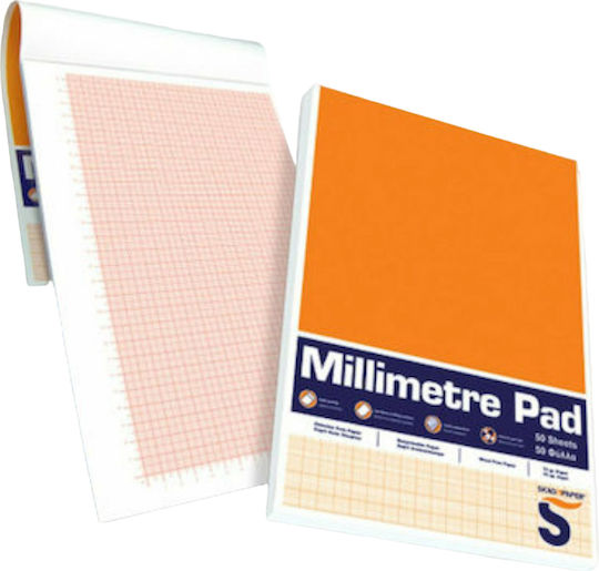 Skag Overlap Notepad 50 Sheets A4 Graph Paper Orange