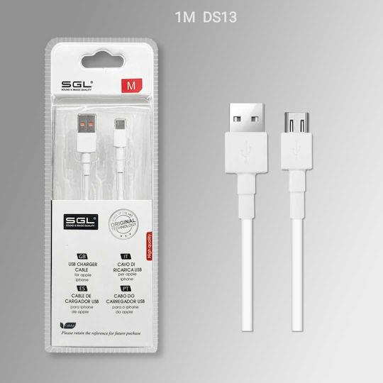 SGL Regular USB 2.0 to micro USB Cable Λευκό 1m (194881)