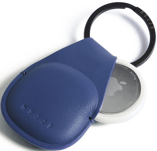 Mujjo Keychain Case Leather for AirTag in Blue color