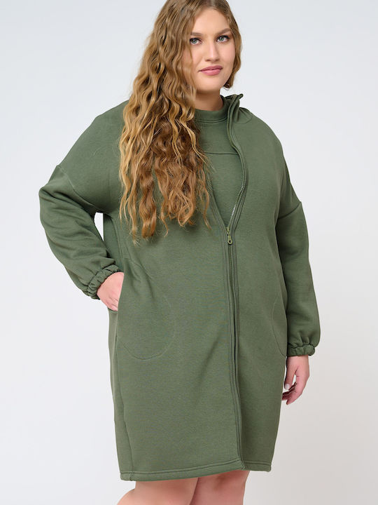 Jucita Women's Long Hooded Cardigan Green