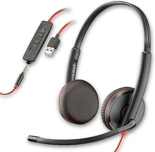 Plantronics Blackwire 3225 On Ear Multimedia Ακουστικά με μικρόφωνο και σύνδεση 3.5mm Jack / USB-A