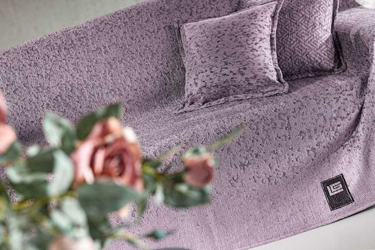 Guy Laroche Matis Three-Seater Sofa Throw 2 Sides Chenille 180x300cm Purple