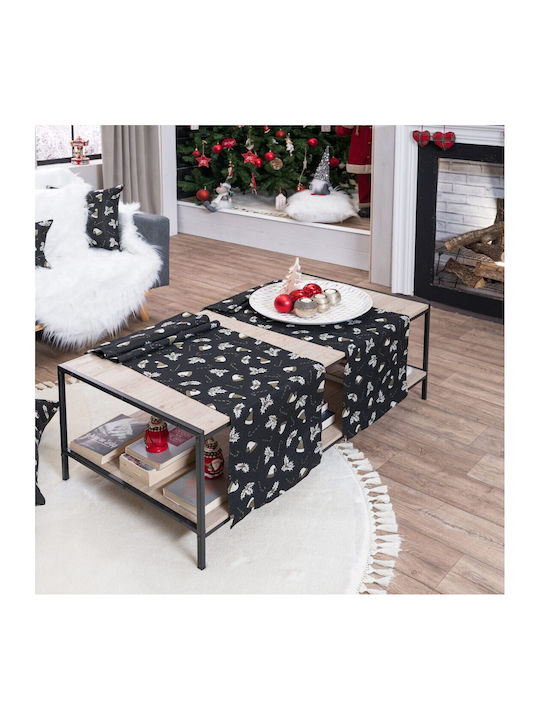 Teoran Christmas Tablecloth Runner Fabric Black L160xW40cm.