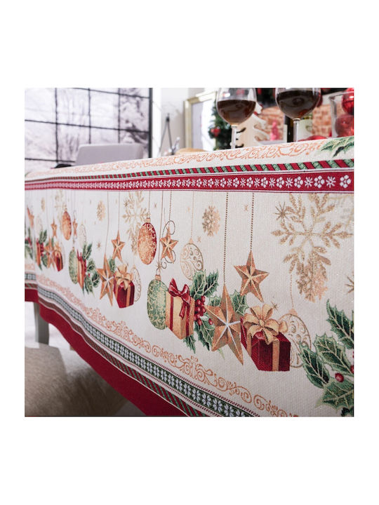 Teoran Christmas Tablecloth Fabric Multicolour L140xW140cm.