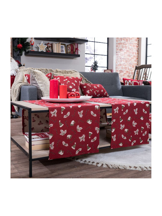 Teoran Christmas Tablecloth Runner Fabric Red L160xW40cm.