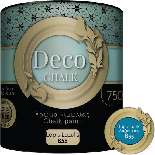 Pellachrom Deco Chalk Paint Χρώμα Κιμωλίας B55 Αζουρίτης Αζουρίτης Μπλε 750ml