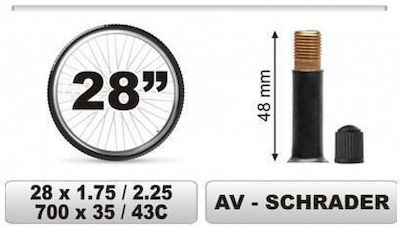 CarCommerce 68381-CC Bicycle Tyre Inner Tube 28" x 1.75/2.25" Μεγάλη Βαλβίδα