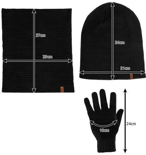 Unisex Set with Beanie Knitted in Black color