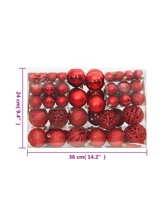 vidaXL Christmas Set Ornaments Red 12x36cm 111pcs