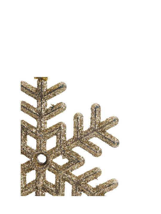 Hanging Snowflake Ornament Plastic Gold with Glitter 10x10cm
