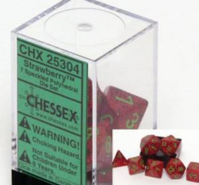 Chessex Speckled Polyhedral 7-Die Zaruri Căpșună 25304