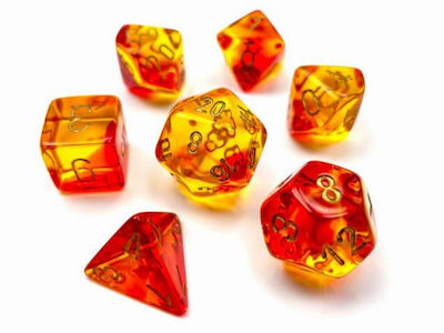 Chessex Gemini Polyhedral Translucent Zaruri Roșu-Galben/Auriu 7buc 26468