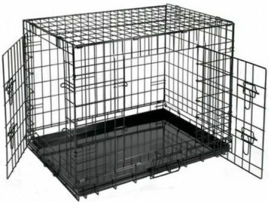 Kennel X-Large Wire Dog Cage XLarge with 2 Doors Black 107x70x77.5cm
