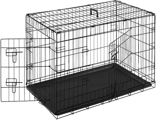 Kennel X-Large Wire Dog Cage XLarge with 2 Doors Black 107x70x77.5cm