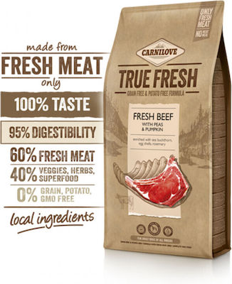 Carnilove True Fresh 4kg Trockenfutter ohne Getreide für erwachsene Hunde mit Rindfleisch