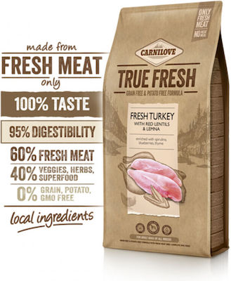 Carnilove True Fresh 1.4kg Trockenfutter ohne Getreide für erwachsene Hunde mit Türkei