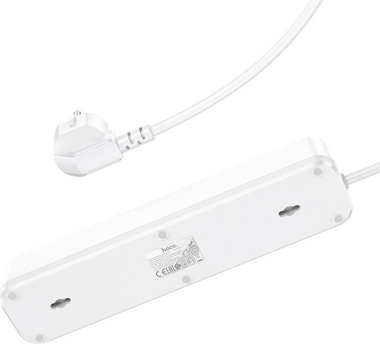 Hoco Power Strip 4 Positions with 2 USB-A, 3 USB-C, Switch and Cable 1.8m