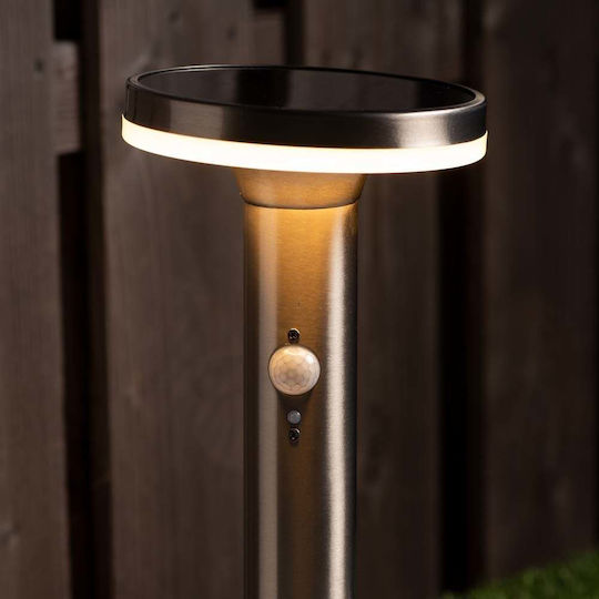 123led Ηλιακό Φωτιστικό Δαπέδου Κολωνάκι 6W 600lm Θερμό Λευκό 2700K με Αισθητήρα Κίνησης και Φωτοκύτταρο IP44