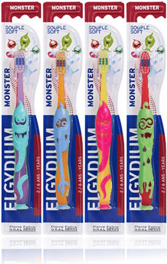 Elgydium Kids Monster Souple Soft Baby Toothbrush for 2+ Years Purple/Green