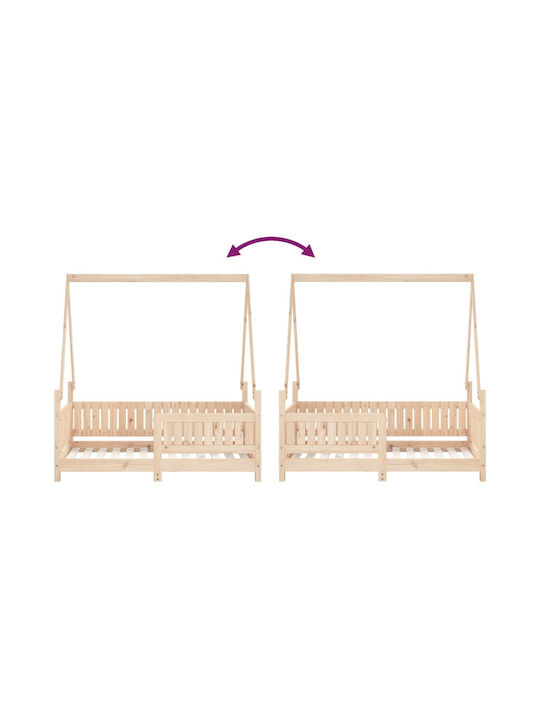 Pat pentru Copii Single Bej pentru Saltea 70x140cm