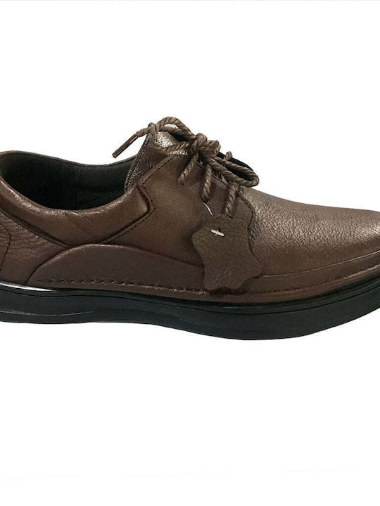 Ustyle Men's Leather Casual Shoes Brown