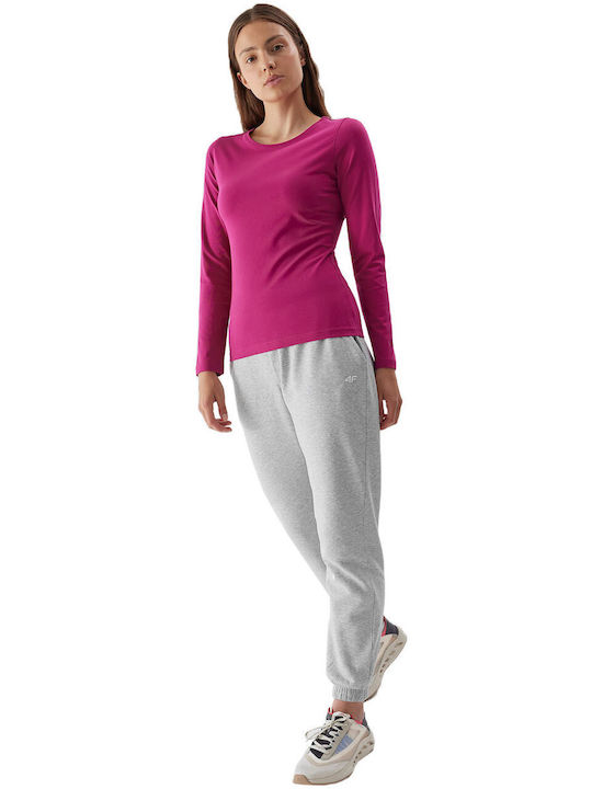 4F Damen Sportliches Bluse Langärmelig Rosa