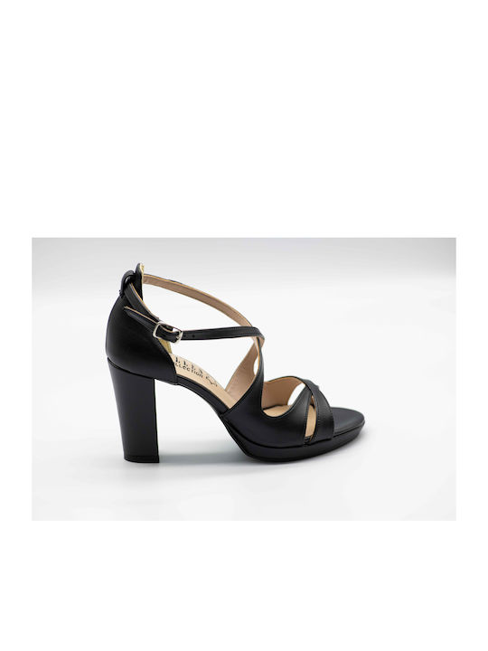 Ellen Leather Women's Sandals In Black Colour