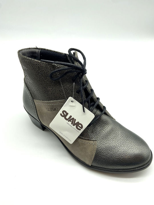 Suave Leder Damen Knöchelstiefel Gray