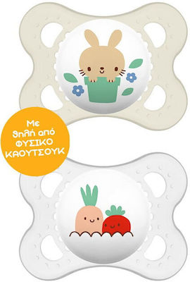 Mam Orthodontic Pacifiers Silicone Original Bunny Bunny-Carrot White-Diaphanous for 2-6 months 2pcs