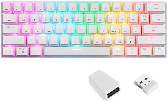 Motospeed SK62 Ασύρματο Gaming Μηχανικό Πληκτρολόγιο 60% με Outemu Blue διακόπτες και RGB φωτισμό (Αγγλικό US) Λευκό