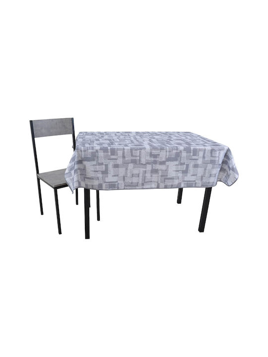 Ankor Γραμμές Polyester Stain Resistant Tablecloth ΑΣΠΡΕΣ ΓΚΡΙ 140x220cm