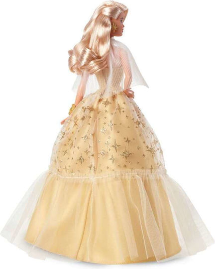 Barbie 2023 Holiday Golden Gown and Blond Hair Collectible Doll for 6+ years old+ Years