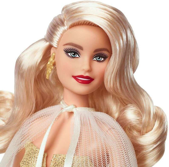 Barbie 2023 Holiday Golden Gown and Blond Hair Collectible Doll for 6+ years old+ Years