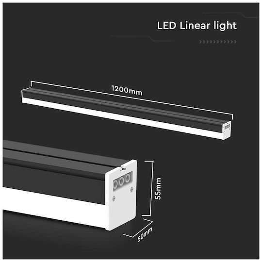 V-TAC LED Γραμμικό Φωτιστικό Οροφής 40W Φυσικό Λευκό IP20 120εκ.