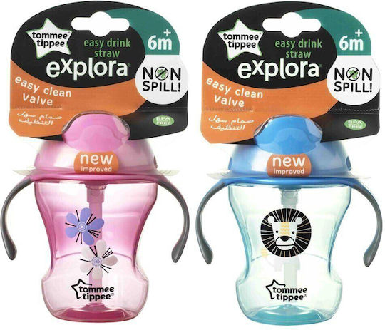 Tommee Tippee Easy Drink Straw Baby Sippy Cup Plastic with Handles Blue for 6m+ 230ml