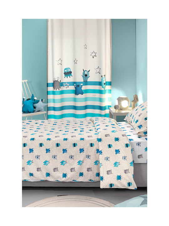 Saint Clair Sheet Set Single with Elastic Band Cotton Blue 100x200cm 3pcs