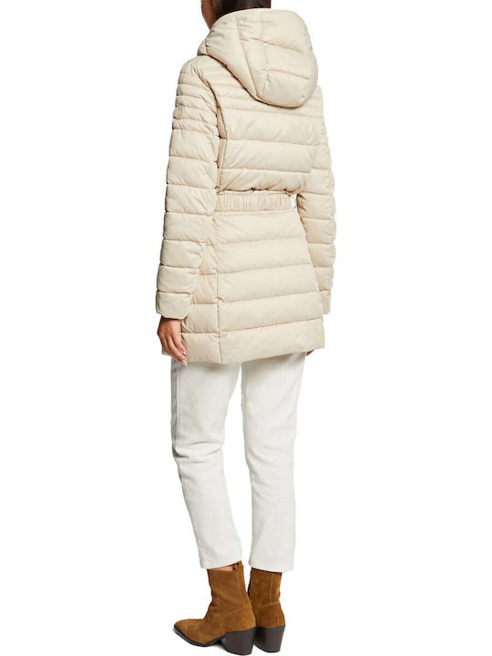 Morgan Lang Damen Puffer Jacke für Winter Beige