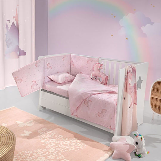 Saint Clair Set Baby Bettlaken Für Krippe Baumwolle Pinky Rosa 115x170cm 3Stück