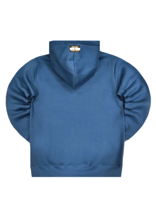 Henry Clothing Herren Sweatshirt mit Kapuze Blau