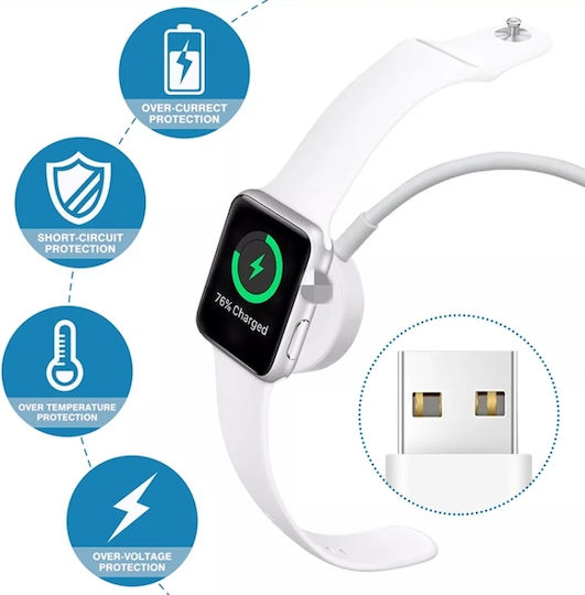 1m Usb Magnetic Fast Λευκό (Apple Watch)