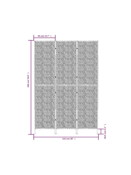 vidaXL Dekorativer Paravent aus Rattan 122x180cm