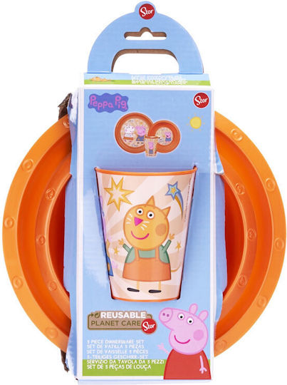 Stor Feeding Set Peppa Pig Kindness Counts made of Plastic Orange 3pcs