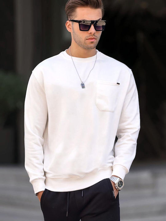 madmext Men's Sweatshirt with Pockets White