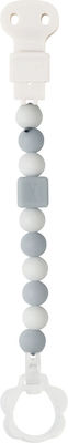 Nattou Chain Pacifier Lapidou with Beads made of Silicone Grey/White 879323