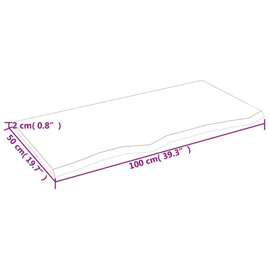 vidaXL Countertop without Sink L100xW50xH2cm Raw solid wood
