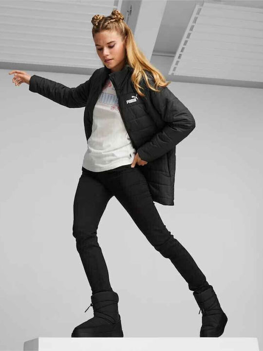 Synthetic Leather Snow Boots with Laces & Fur Snowbae Black