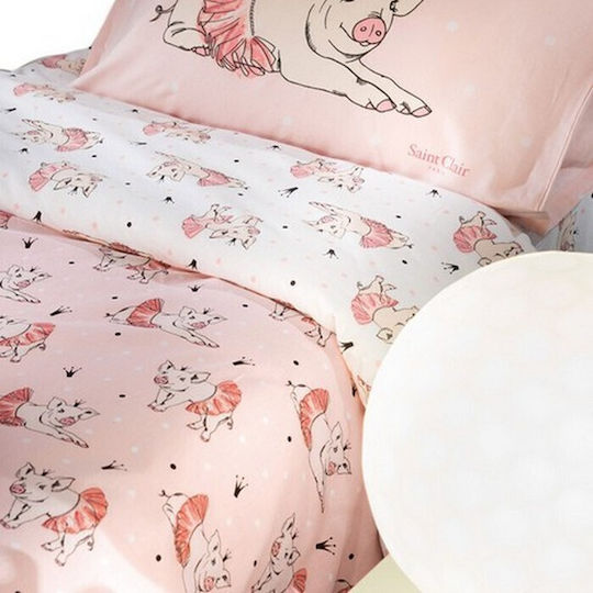 Saint Clair Piggy Kids Duvet Cover Single Cotton Pink 160x220cm