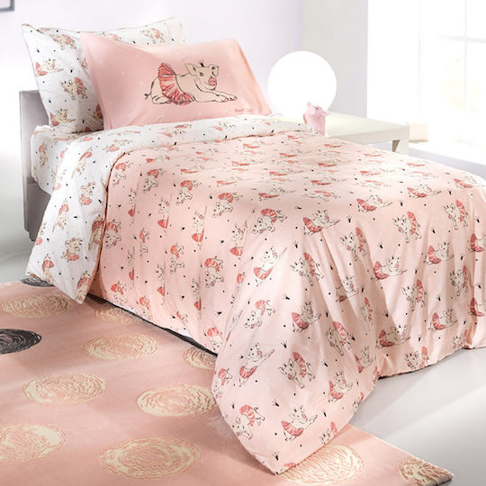 Saint Clair Piggy Kids Duvet Cover Single Cotton Pink 160x220cm